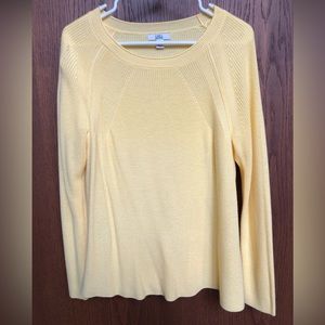 Croft & Barrow Womens Crewneck Sweater Petites Size PL Yellow Lightweight Ribbed